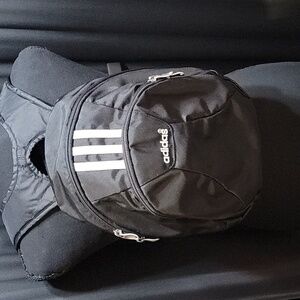 Adidas Black Backpack with White Stripes Firm On Price